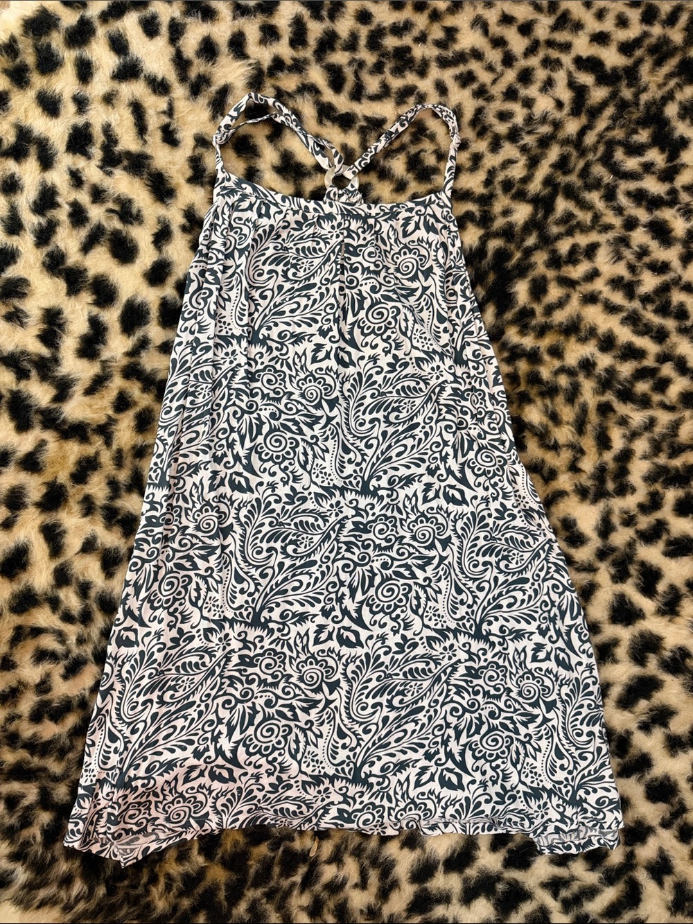 Milana Hawaii Blue  & White Paisley Print Spaghetti Strap Dress